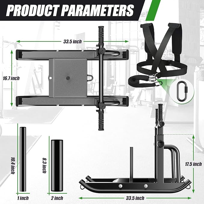 Weight Sled Adjustable Height - Weight Training Pull Sled Gym Equipment for Fitness Strength & Speed Training