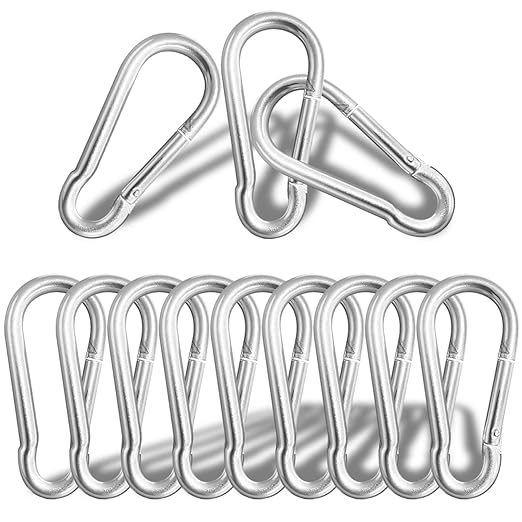 12 Pack Sliver Carabiner Clips, 2.36 Inch Heavy Duty Spring Snap Hooks - Small Locking Carabiners for Camping, Hiking, Hammocks, Swing Sets, Keychains, Fishing & Outdoor Gear