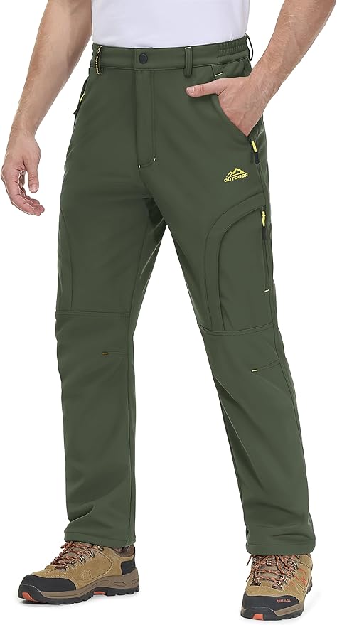 MAGCOMSEN Snow Pants for Men Water Resistant Fleece Lined 5 Zipper Pockets Winter Snowboard Hiking Insulated Ski Pants