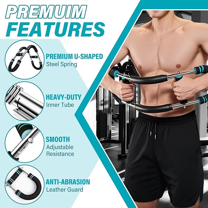 Twister Arm Trainer, 60-110lb Arm Exerciser, Adjustable Chest Workout Equipment Power Twister Bar for Upper Body Strength Training, Arm Strength Trainer Forearm Shoulder Home Fitness Equipment