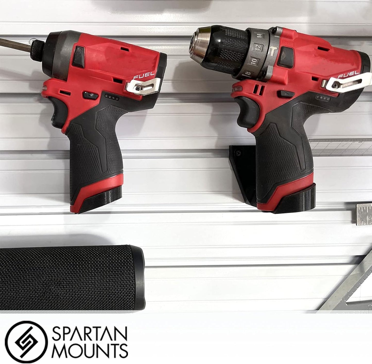 Spartan Mounts Wall Hook for Milwaukee M12 Tools Left - 12 Volt Power Tool Holder, High Strength Low Profile Bracket, Convenient Easy Access Garage Organization