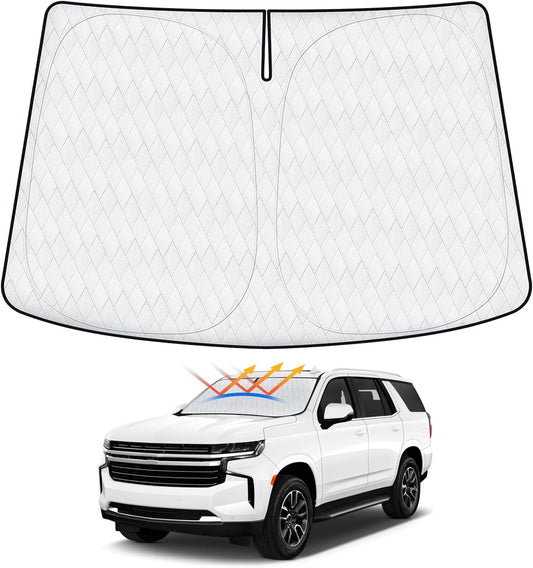 Cartist 5-Layer Windshield Sun Shade Custom Fit for Chevrolet Tahoe 2021 2022 2023 2024 Accessories Foldable Car Front Window Sunshade Sun Visor Protector