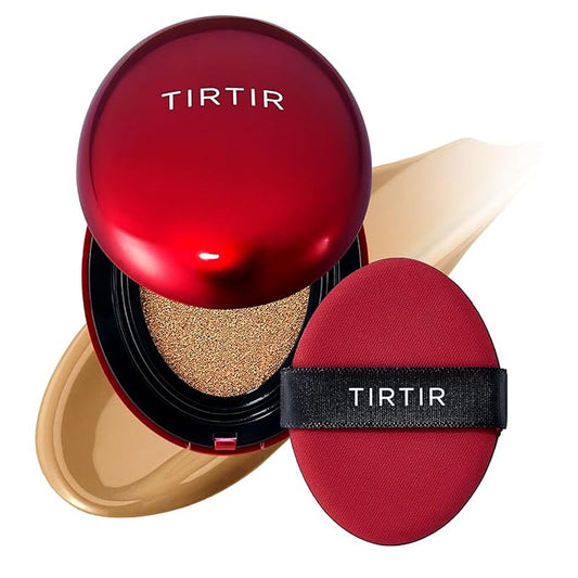 TIRTIR Mask Fit Red Cushion Foundation | Full coverage, Weightless, Skin fit, Satin Glow Finish, Korean Makeup, beauty, Tattoo cover up, Buildable (#33W Ginger / 0.63 Fl Oz)