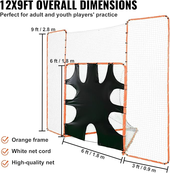 VEVOR Portable Lacrosse Goal - Complete Training Accessory Set with Extended Coverage for Youth and Adults