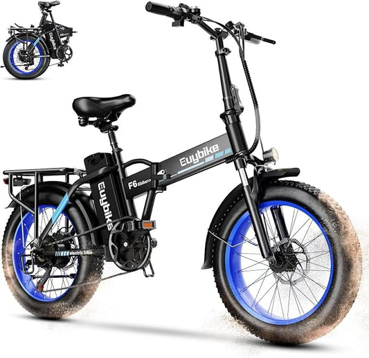 1000W Folding Electric Bike, 48V 20AH Large Removable Battery E Bike,30+MPH, 80 Miles Max Range, 20" Fat TireElectric Bike for Adults, Adult Electric Bicycles for CommuteBeach Snow
