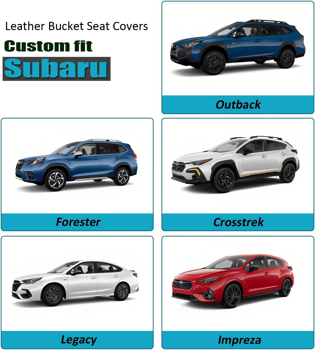 GIANT PANDA Fit Subaru Outback Forester Crosstrek Legacy Impreza Front Car Seat Cover, 3D Air Mesh Breathable Seat Protector, Red+Black（2-Pack