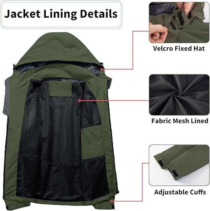 Mens Lightweight Waterproof Jacket Windproof Rain Hooded jackets for Running Hiking Cycling Travel M-7XL