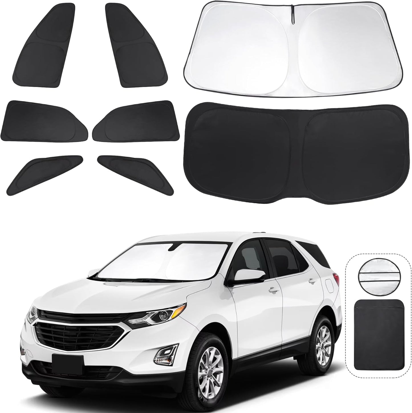 TINGLU Window Shades for Chevrolet/Chevy Equinox 2018-2024 Accessories Car Side Full Windows Rear Triangular Windshield Sun Shade Sun UV Rays & Privacy Protection for Camping,Napping,and Relaxing 8PCS