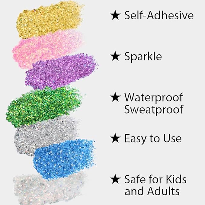 Mysense Green Body Glitter Stick, St Patricks Day Accessories, Face Hair Glitter Gel for Kids, Festival Rave Outfit for Women, Sparkling Mermaid Sequins Chunky Glitter Makeup, 0.56oz
