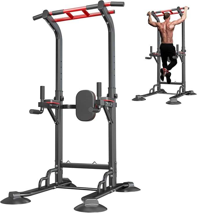 SogesPower Power Tower Pull Up Bar Station, 12-Level Adjustable Multi-Function Pull Up Dip Station for Home Gym, Pull Up Bar Stand Dip Bar Strength Training Fitness Equipment
