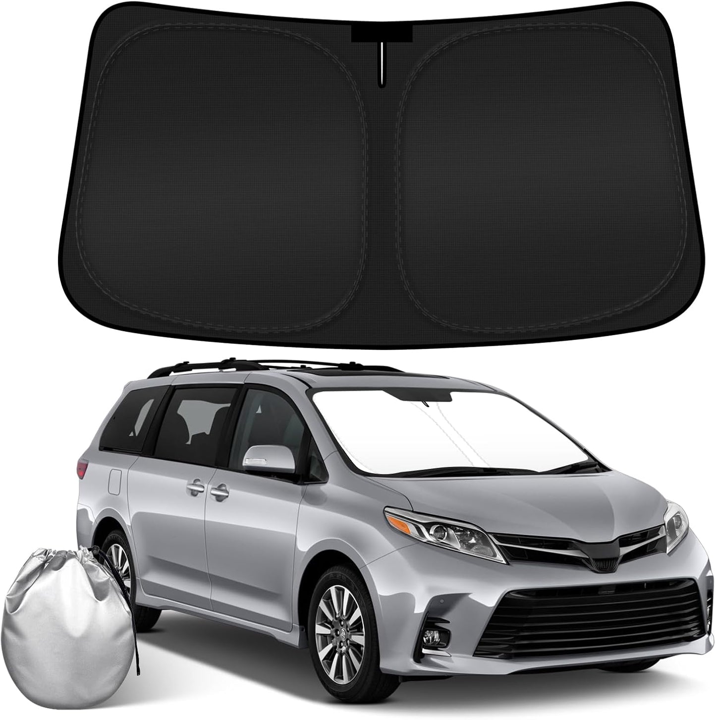 Car Windshield Sun Shade Compatible with 2011-2020 Toyota Sienna Accessories Sunshade Custom Foldable Windshield Sun Visor