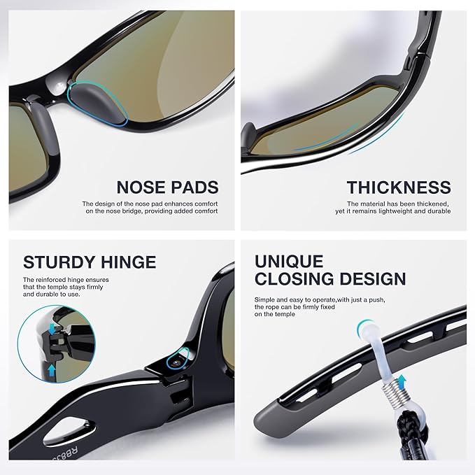 RIVBOS Sunglasses for Men Women Polarized UV Protection Sports Fishing Driving Shades Cycling RB833