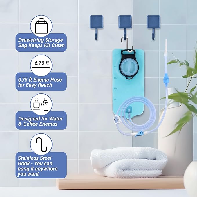TopQuaFocus Douche Bag kit Home Coffee Enemas with 6.5FT Silicone Tube Portable Enema Bag for Men Women Colon Cleansing Flushing for Colonic Cleanse