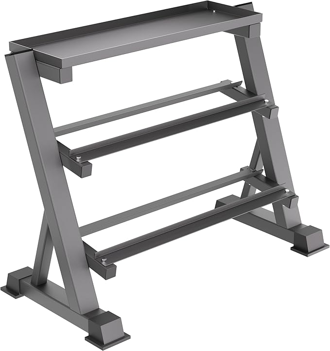 3 Tier Dumbbell Rack, 1200LBS Capacity Weight Rack for Home Gym Dumbbells & Kettlebell, Heavy-Duty Multilevel Free Weight Holder Storage Organizer, Dumbell Rack Stand Only