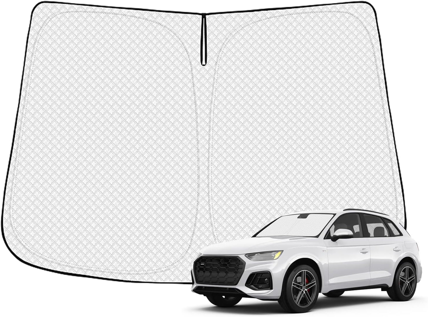 Windshield Sun Shade for 2018-2025 2026 Audi Q5 Accessories Thicken 6-Layer Front Window Sunshade Cover Sun Visor Protector Foldable Block UV Rays Keep Vehicle Cool