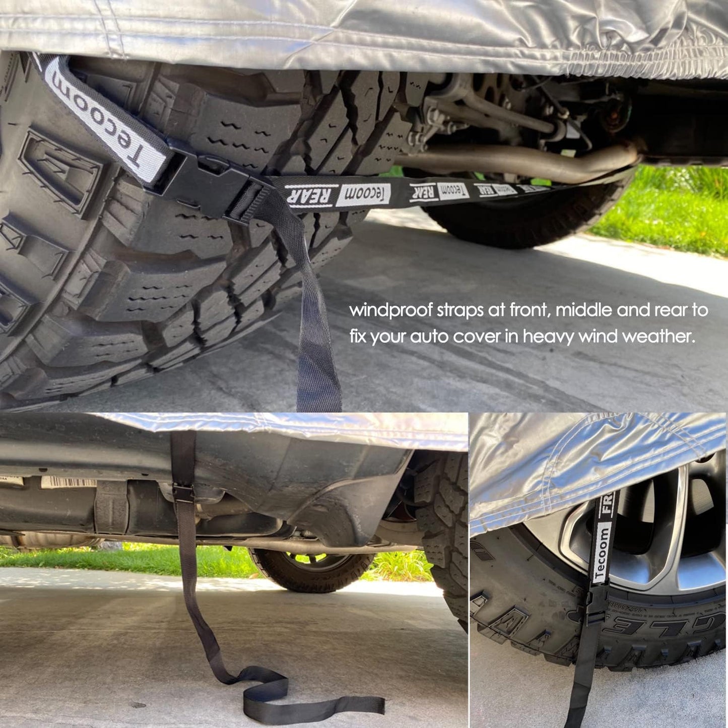 Tecoom Car Cover Waterproof All Weather for Automobiles, Light Shell Waterproof UV-Proof Windproof Design Car Cover with Zipper Storage and Lock for All Weather Indoor Outdoor Fit 191-200 Inches Sedan