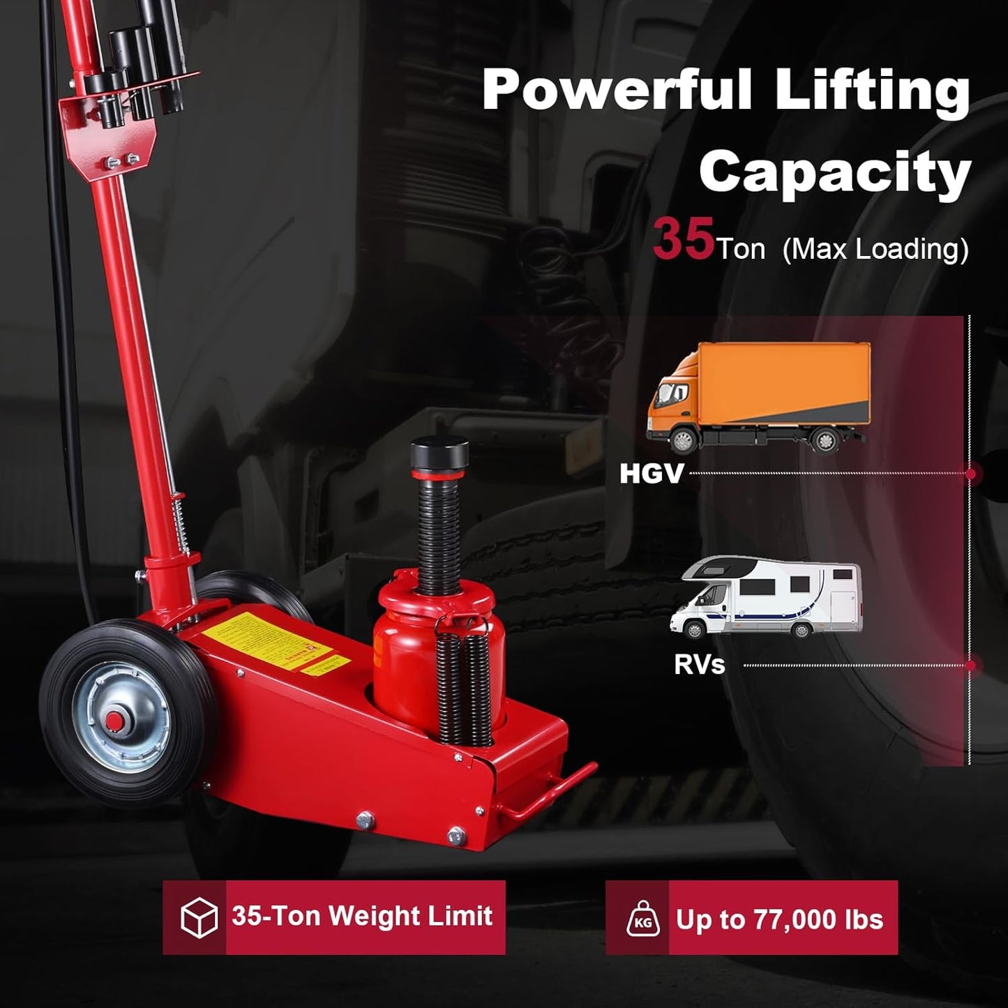 Stark USA Heavy Duty 35-Ton Air Hydraulic Floor Jack for Trucks (70,000lbs) Capacity Service Floor Jack Repair Lifting Tool Shop Air Lift Truck