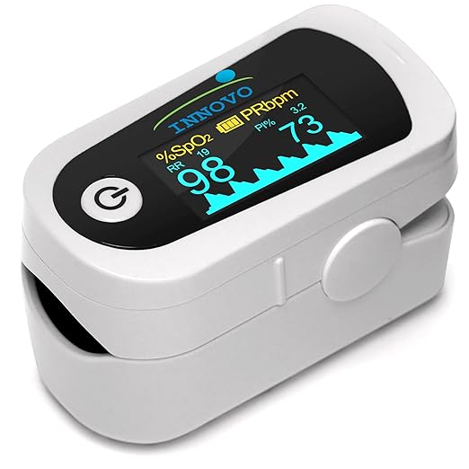 Innovo FSA/HSA Eligible iP900BP-B Fingertip Pulse Oximeter, Blood Oxygen Monitor with Free App, Plethysmograph, and Perfusion Index (with Bluetooth)