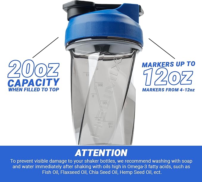 HELIMIX 1.5 Vortex Blender Shaker Bottle Holds Upto 20oz | No Blending Ball or Whisk | USA Made | Portable Pre Workout Whey Protein Drink Shaker Cup | Mixes Cocktails Smoothies Shakes | Top Rack Safe