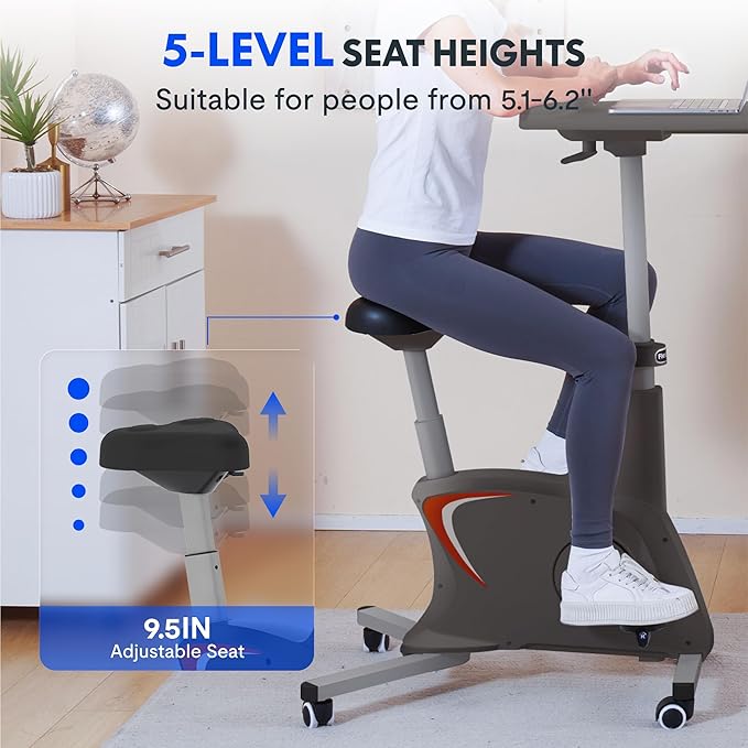 FLEXISPOT Exercise Bike with 2D Desktop, Space Saving Under Desk Bike with Removable Desk, Stationary Bikes Indoor Bikes with 300LBS Heavy Duty 8-Level Resistance Flywheel Optional LCD, V9PRO/V9MAX