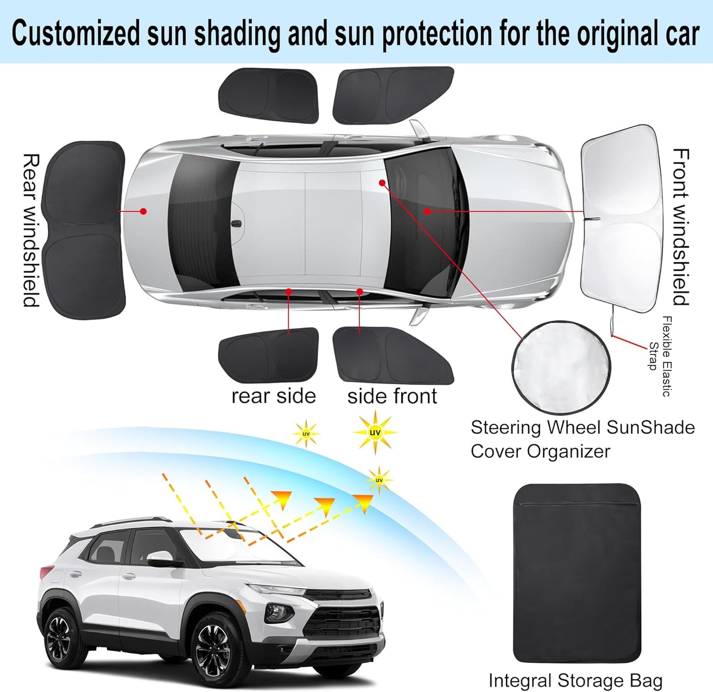 TINGLU Window Shades for Chevrolet Trailblazer 2021-2024 2025 Accessories Car Side Full Windows Rear Windshield Sun Shade Sun UV Rays & Privacy Protection for Camping,Napping 6PCS