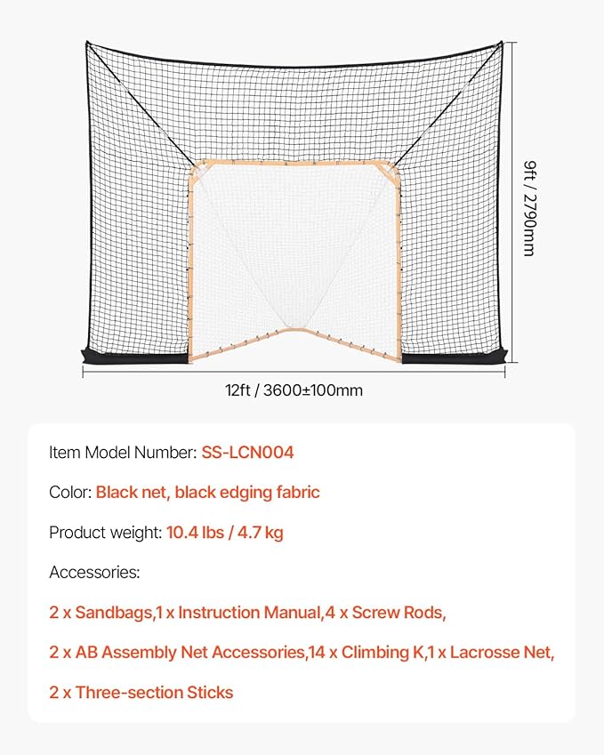 VEVOR Portable Lacrosse Goal - Complete Training Accessory Set with Extended Coverage for Youth and Adults