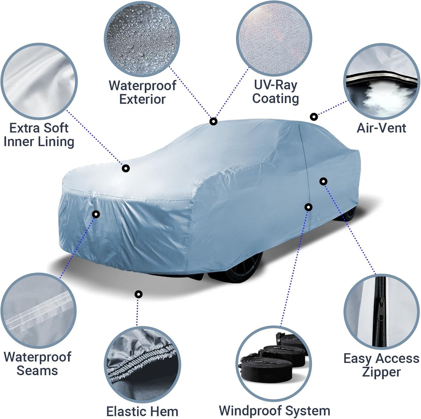 iCarCover Premium Car Cover for 1978-1980 Pontiac Grand Am Heavy Duty Waterproof All-Weather Automobiles Custom Fit Indoor Outdoor UV Snow Protection Covers with Straps and Bag