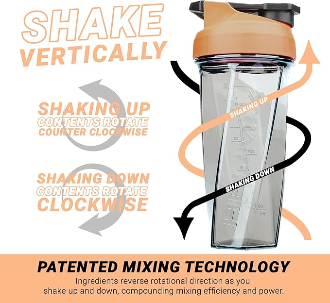 HELIMIX 2.0 Vortex Blender Shaker Bottle Holds upto 28oz | No Blending Ball or Whisk | USA Made | Portable Pre Workout Whey Protein Drink Shaker Cup | Mixes Cocktails Smoothies Shakes | Top Rack Safe
