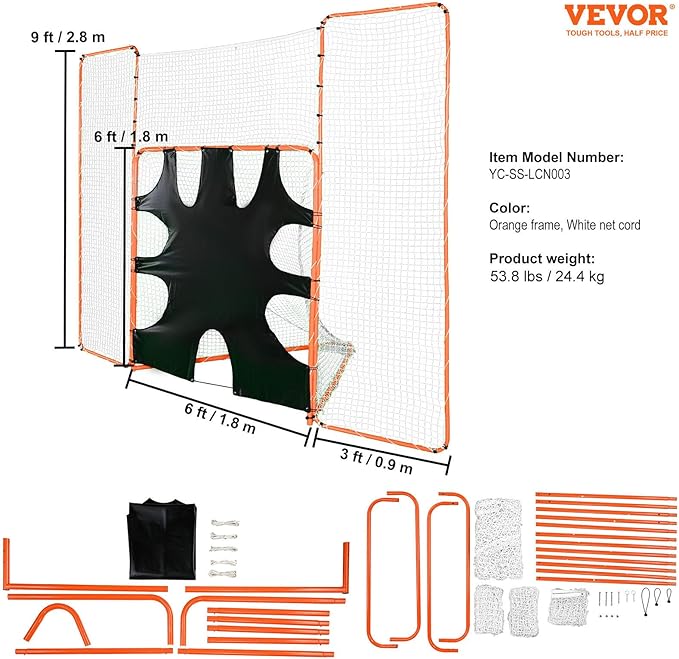 VEVOR Portable Lacrosse Goal - Complete Training Accessory Set with Extended Coverage for Youth and Adults