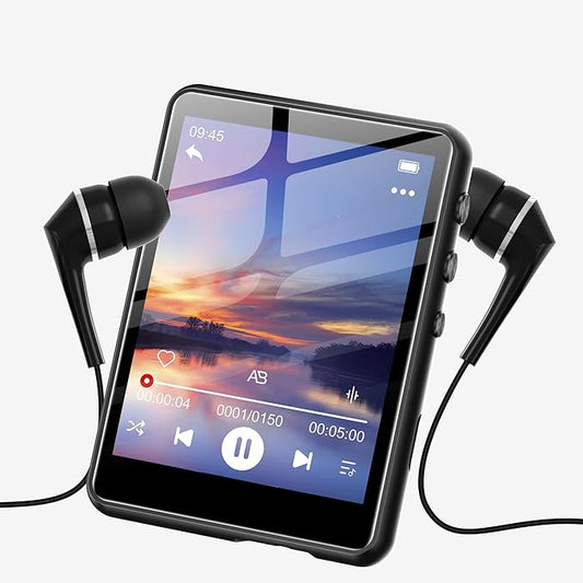 128GB MP3 Player with Bluetooth 5.3 Black, SWOFY M4 Music Player with 2.4" Touch Screen, HD Speaker FM Radio, Recording Support up 128GB