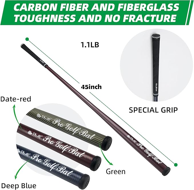 Golf Swing Trainer Pro Golf Bat Carbon Fiber Golf Swing Training Aid,Increase Club Head Speed,Golf Warm-Up Stick,Strength and Tempo Training Golf Accessories for Men Women