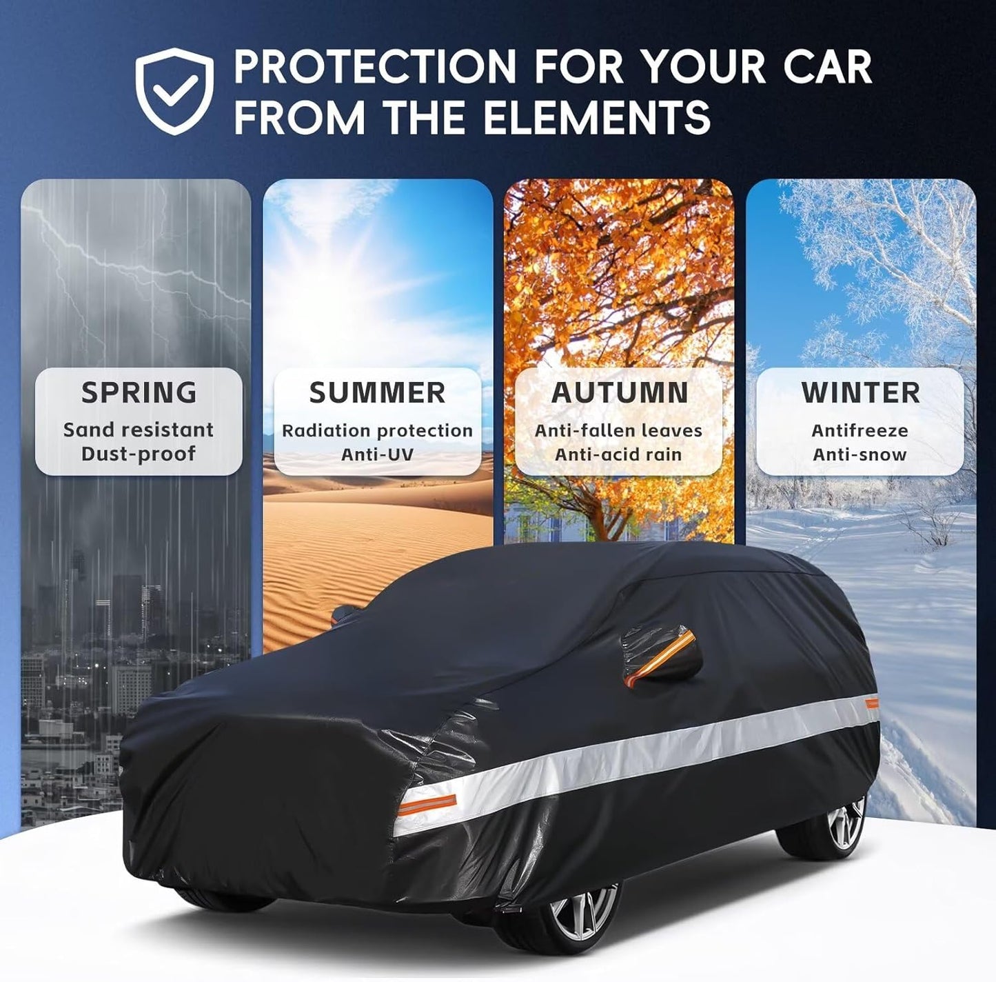 10 Layers SUV Car Cover Custom Fit for Genesis GV80 (2021-2025), Waterproof All Weather for Automobiles, Outdoor Full Cover Sun Dust Rain Protection with Cotton. Black