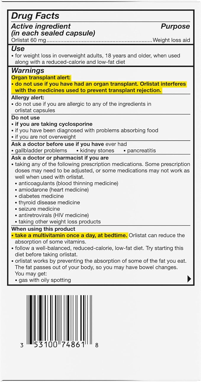 alli Diet Weight Loss Supplement Pills, Orlistat 60mg Capsules Starter Pack, Non prescription weight loss aid, 60 count(Pack of 1)