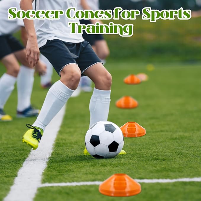 60/30 Pack Soccer Training Cones - Agility Cones with Carry Bag, Sturdy Disc Cones for Sports Training, Soccer, Football, Basketball, Indoor Outdoor Sports, Festive Events, Field Cone Markers