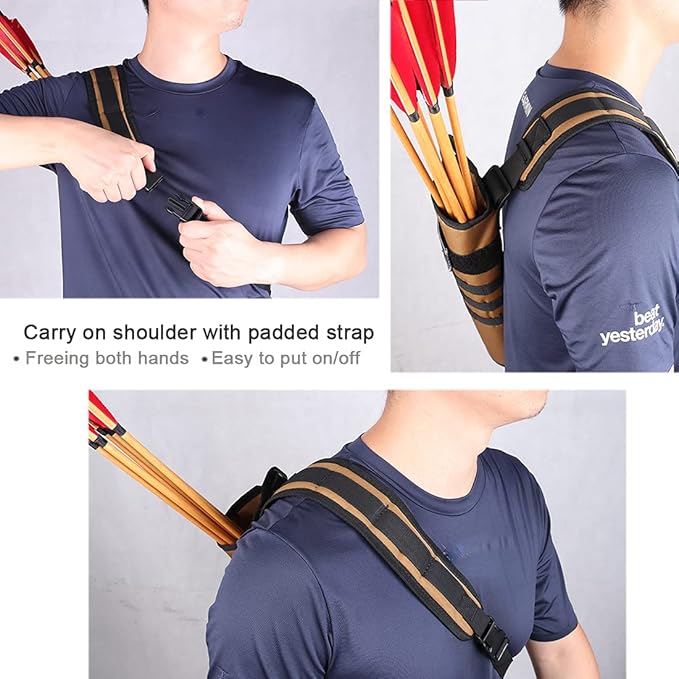 KRATARC Archery Lightweight Back Arrow Quiver Dual Use Foldable Compact Hip Arrows Bag with Molle System Hanged for Target Shooting