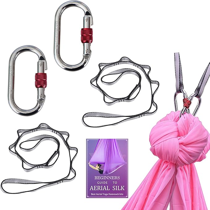 Aerial Yoga Hammock L:5M W:2.8M 5.5 Yards Aerial Pilates Silk Yoga Swing Set with 2000 Ibs Load Include Daisy Chain, Pose Guide