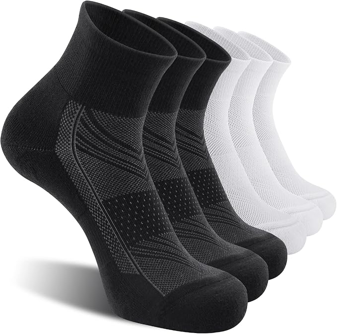 CelerSport 6 Pack Men's Ankle Socks with Cushion, Sport Athletic Running Socks