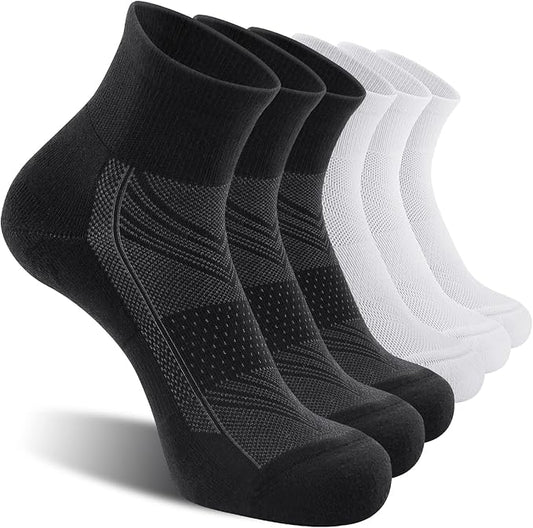 CelerSport 6 Pack Men's Ankle Socks with Cushion, Sport Athletic Running Socks