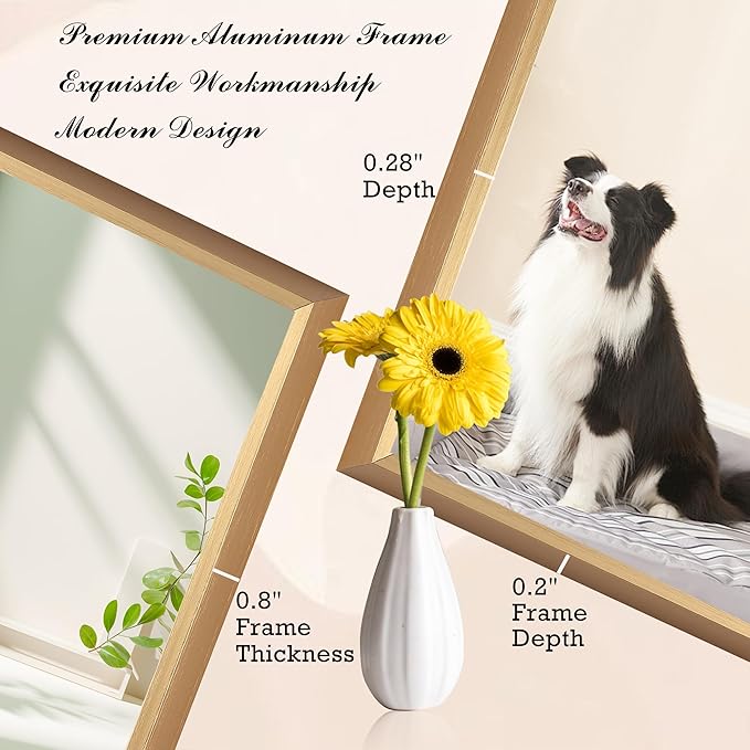 27x36 Inch Orange Gold Bathroom Mirror for Wall, Aluminum Frame Rectangle Rectangular Vanity Mirror, Modern Large for Bedroom, Living Room, Horizontal or Vertical