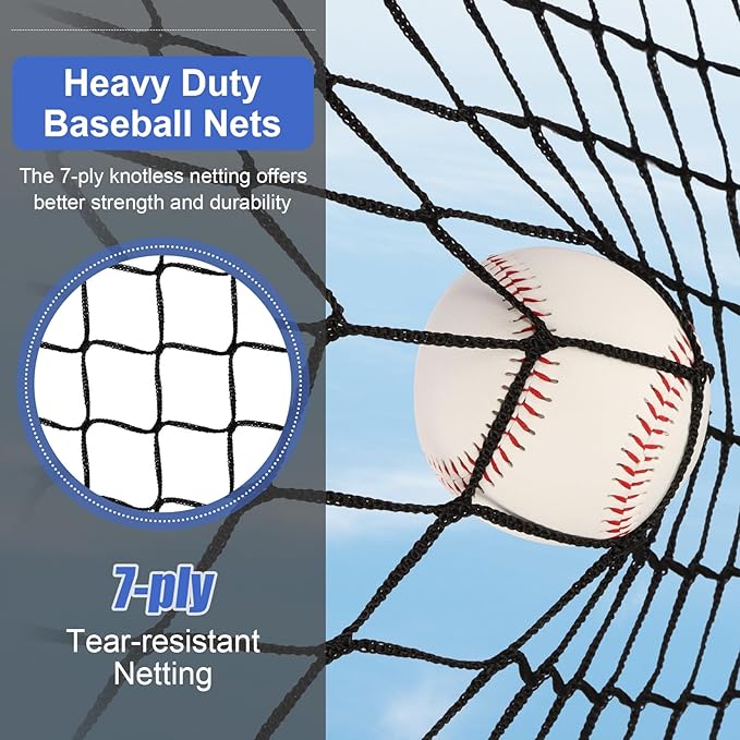 6'X6' Baseball Softball Practice Net with Batting Tee and Ball Caddy, Bonus Strike Zone Target and Bow Frame, for Hitting, Pitching, Catching