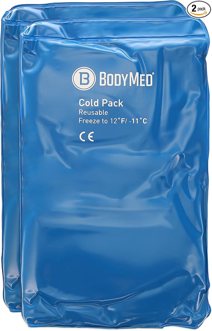 BodyMed Reusable Vinyl Ice Pack (2-Pack) for Knee, Arm, Elbow, Shoulder, Back - Professional Grade Cold Therapy for Injuries, Aches, Swelling, Bruises, Sprains - 12 in. x 7 in. (Half)