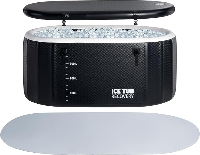 Albott Inflatable Cold Plunge Tub for Athletes, Ice Bath Tub with Insulated Lid Non-Slip Mat, Water Chiller Compatible, Portable for Outdoor & Indoor Recovery, 150 Gal, 59"L x 32"W x 28"H