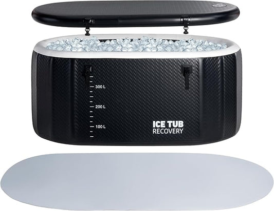 Albott Inflatable Cold Plunge Tub for Athletes, Ice Bath Tub with Insulated Lid Non-Slip Mat, Water Chiller Compatible, Portable for Outdoor & Indoor Recovery, 150 Gal, 59"L x 32"W x 28"H