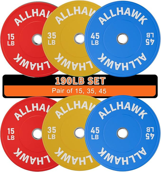 Colored Olympic Weight Plates, 2-inch Rubber Bumper Plate Set for Home Gym Barbell Weight Lifting and Strength Training