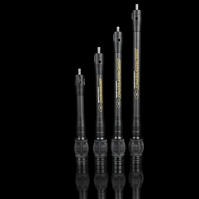 AMEYXGS Archery Bow Stabilizer for Compound Bow, 3K Carbon Fiber 6", 8", 10", 12" 15" Rods, Damping System, Weights Kit, Single Side V-Bar Mount,Quick Disconnect