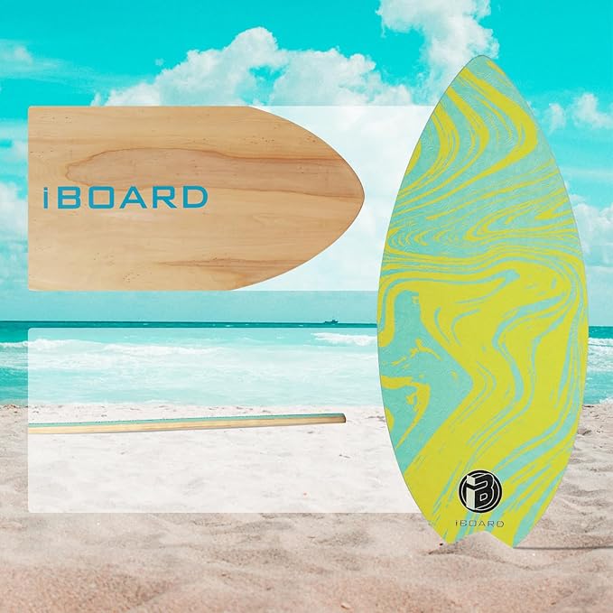 41” Skipper Skimboard with High Gloss Coat Wooden Skim Boards for Beginners, Teenagers and Adults Beach Skimboard 3 Color Traction Pad to Choose