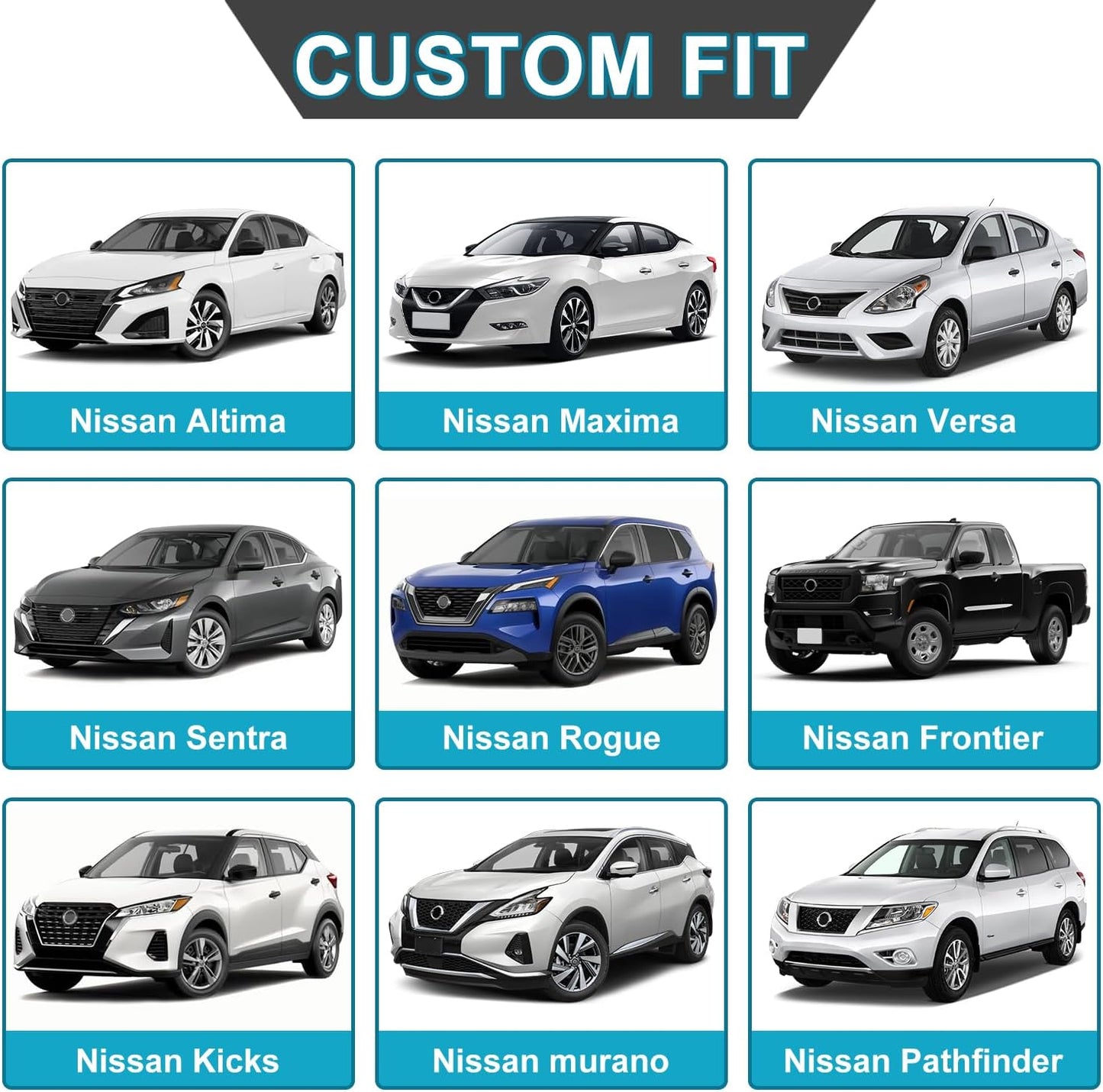 GIANT PANDA Front Seat Cover for Nissan, 3D Air Mesh Car Seat Covers Custom Fit Nissan Rogue Altima Sentra Versa Kicks Frontier Murano Pathfinder Maxima (Grey 2-Pack)