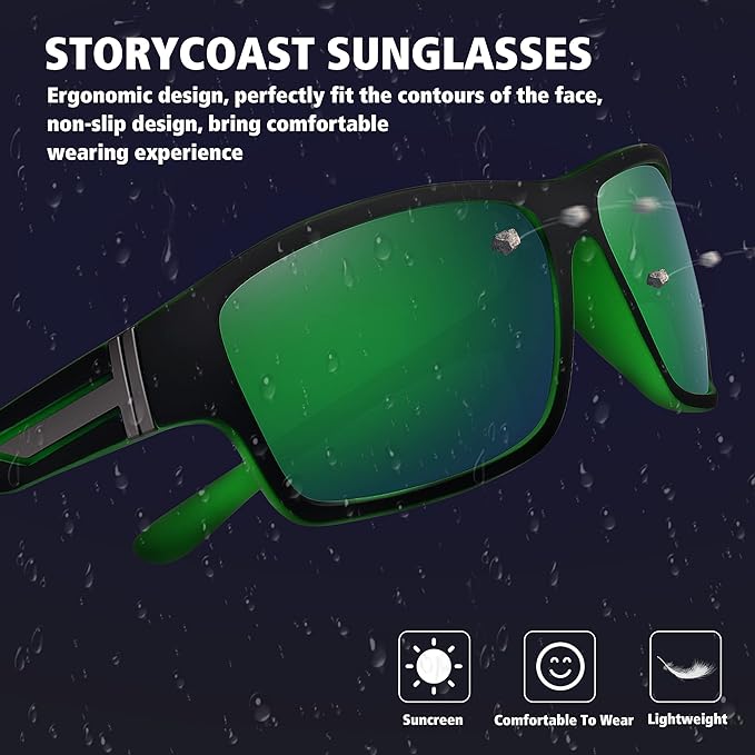 STORYCOAST Polarized Sports Sunglasses for Men Women Unbreakable Frame Cycling Fishing Driving