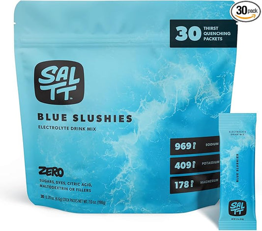 Keto Chow SALTT Electrolytes Powder Packets, Blue Slushies (30 Hydration Packets) - Magnesium, Potassium, Sodium, Trace Minerals - Vegan, Sugar Free, Gluten Free - Travel Essentials - Made in USA