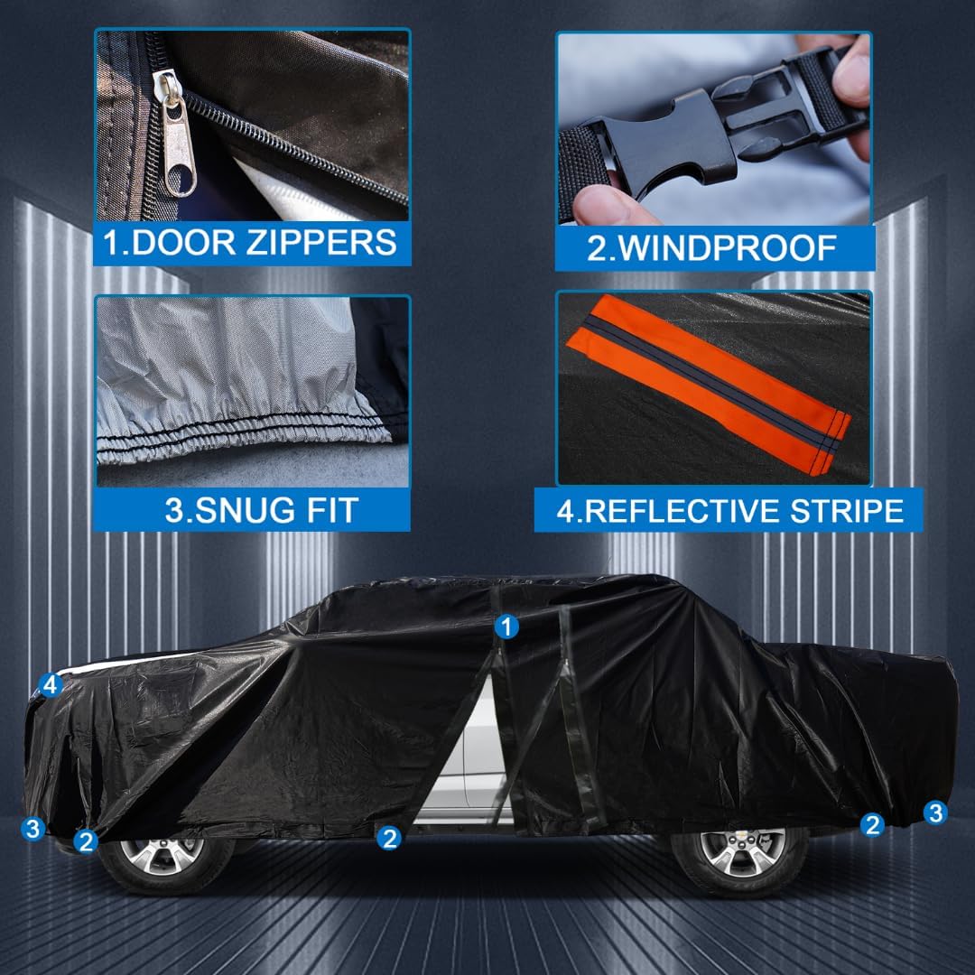 Chevrolet Silverado 3500HD Truck Cover Custom Fit 2001-2026 Regular Cab LB (8.1') with Door Zipper, 12 Layers Full Exterior Pickup Truck Cover Waterproof All Weather, Wind Dust Sun and UV Protection.